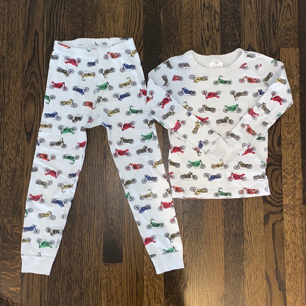 Hanna Andersson Boys 6-7 (120) Motorcycle PJs Pajamas